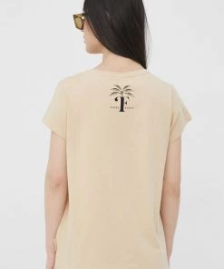Γυναικεία Κοντομάνικο Βαμβακερό μπλουζάκι Femi Stories μπεζ -Femi Stories Εκπτώσεις unnamed file 1059