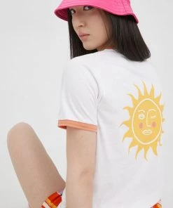 Γυναικεία Κοντομάνικο Βαμβακερό μπλουζάκι Femi Stories άσπρο