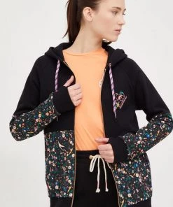 Γυναικεία Με φερμουάρ Μπλούζα Femi Stories Tito μαύρο, με κουκούλα