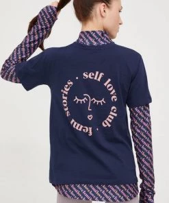 Γυναικεία Κοντομάνικο Βαμβακερό μπλουζάκι Femi Stories Manuel ναυτικό μπλε