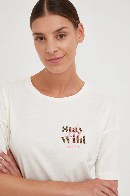 Γυναικεία Κοντομάνικο Βαμβακερό μπλουζάκι Femi Stories μπεζ 6 Γυναικεία Κοντομάνικο Βαμβακερό μπλουζάκι Femi Stories μπεζ - Image 4