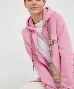 Γυναικεία Με φερμουάρ Μπλούζα Femi Stories ροζ, με κουκούλα