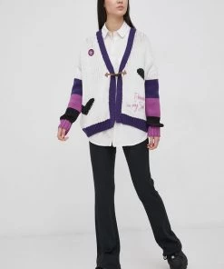 Γυναικεία Με φερμουάρ Πλεκτή ζακέτα Femi Stories χρώμα: κρεμ