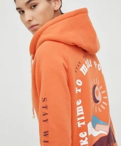 Γυναικεία Με φερμουάρ Μπλούζα Femi Stories Andel πορτοκαλί, με κουκούλα