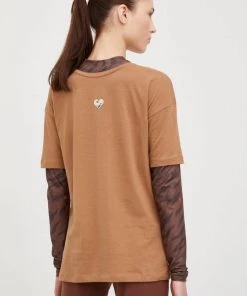 Γυναικεία Κοντομάνικο Βαμβακερό μπλουζάκι Femi Stories Loose καφέ -Femi Stories Εκπτώσεις unnamed file 600