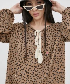 Γυναικεία Μπλούζες Μπλουζάκι Femi Stories καφέ