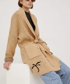 Γυναικεία Με φερμουάρ Μάλλινη ζακέτα Femi Stories χρώμα: μπεζ