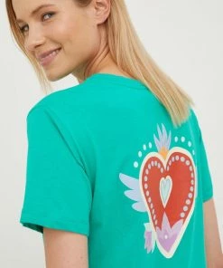 Γυναικεία Κοντομάνικο Βαμβακερό μπλουζάκι Femi Stories πράσινο