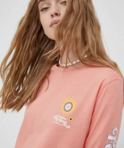 Γυναικεία Μακρυμάνικο Βαμβακερή μπλούζα με μακριά μανίκια Femi Stories πορτοκαλί